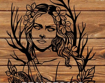 PNG SVG DXF File - Persephone - Goddess - Greek Goddess - Queen -Tattoo Stencil for Cricut - Vinyl Cutter