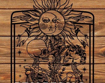 PNG SVG DXF File - Cool - The Lovers - Skeletons - Tarot Cards - Evil - Tattoo Stencil for Cricut - Vinyl Cutter