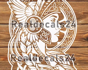 Pochoir femme guerrière viking Valkyrie – fichier DXF PNG SVG