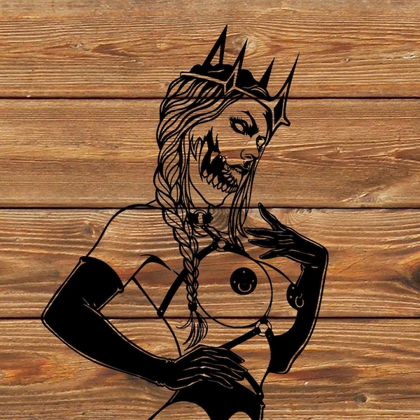 PNG SVG File - Demon - Queen - Monster - Zombie - Evil - Tattoo Stencil for Cricut - Vinyl Cutter