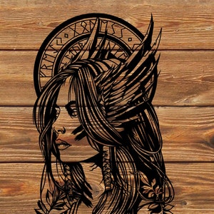 PNG SVG DXF File  Viking Warrior Woman - Tattoo - Stencil for Cricut - Vinyl Cutter