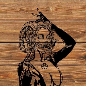 PNG SVG File - Demon - Girl - Monster - Zombie - Evil - Tattoo Stencil for Cricut - Vinyl Cutter
