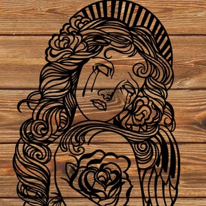 PNG SVG File Angel - Crying - Statue - Sadness - Tattoo - Stencil for Cricut - Vinyl Cutter