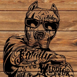 File PNG SVG DXF - Chicano - Pitbull - Gangster - Cane - Stencil tatuaggio per Cricut - Taglierina per vinile