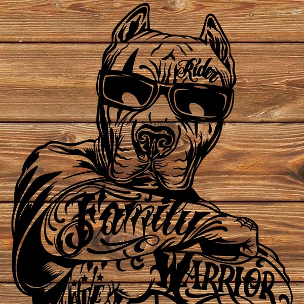 Fichier PNG SVG DXF - Chicano - Pitbull - Gangster - chien - pochoir de tatouage pour Cricut - découpeur de vinyle