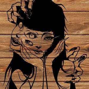 PNG SVG DXF File - 2 face - Anime - Evil - possessed - Demon - Tattoo Stencil for Cricut - Vinyl Cutter