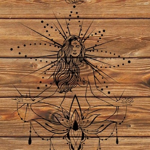 PNG SVG DXF File - Spiritual - Yoga - meditation - Girl Tattoo Stencil for Cricut - Vinyl Cutter