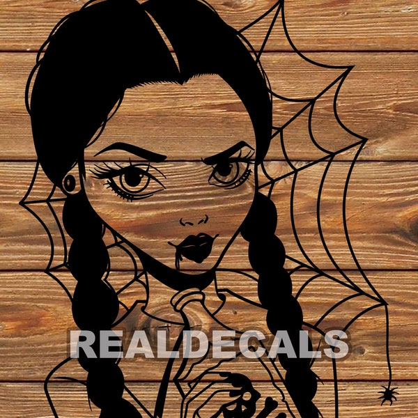 Plantilla SVG PNG de chica gótica linda (descarga digital)