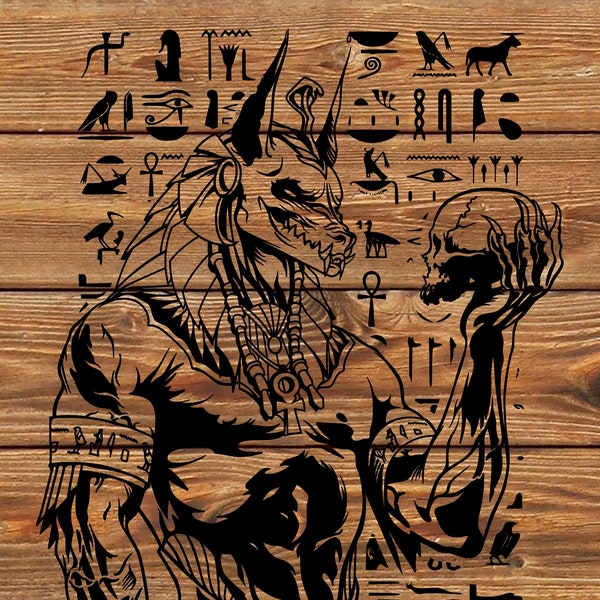 PNG SVG DXF File Anubis Egyptian God Of Death Tattoo - Mandal Stencil for Cricut - Vinyl Cutter