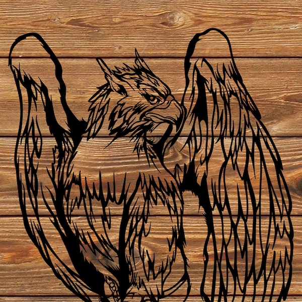 PNG SVG DXF File Gryphon  Hippogriff Mythological Creature Tattoo Stencil Silhouette for Cricut - Vinyl Cutter