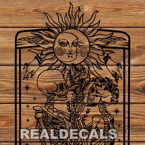 PNG SVG DXF Datei - Cool - The Lovers - Skelette - Tarot Karten - Evil - Tattoo Schablone für Cricut - Schneideplotter