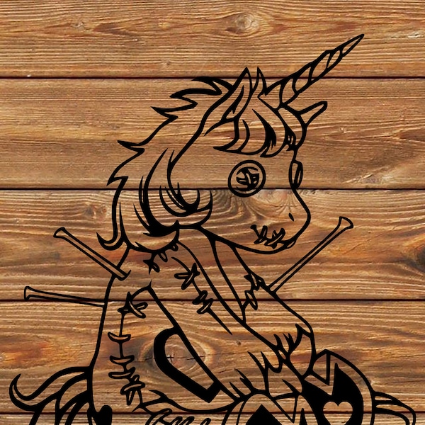 PNG SVG Archivo Voodoo Unicorn Doll Black Magic Plantilla Silueta para Cricut - Cortador de vinilo
