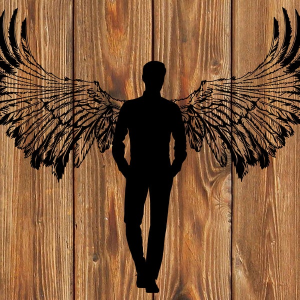 PNG SVG DXF File Angel - Silhouette - male - Character - Stencil for Cricut - Vinyl Cutter