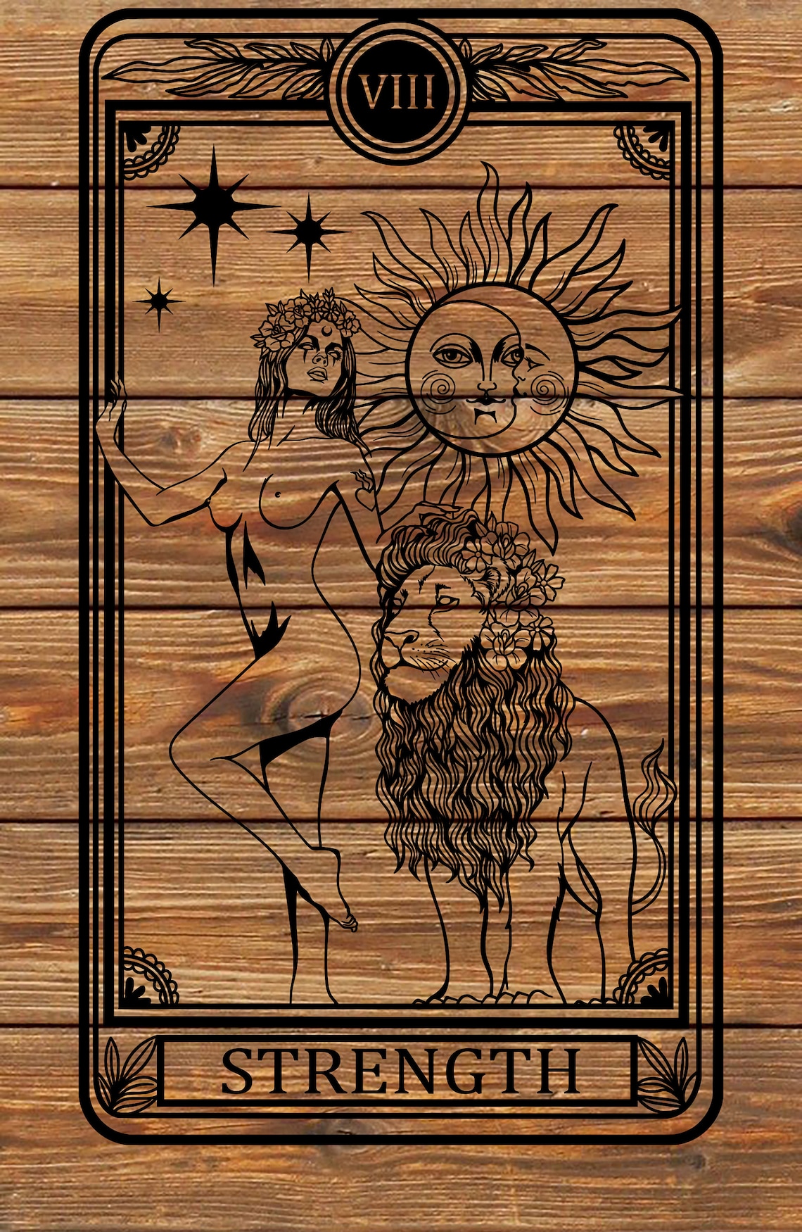 Strength Tarot Card Tattoo Stencil - PNG SVG File - Etsy UK