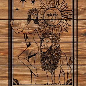 Archivo PNG SVG - Fresco - Fuerza - Cartas del Tarot - Maldad - Plantilla de tatuaje para Cricut - Cortador de vinilo