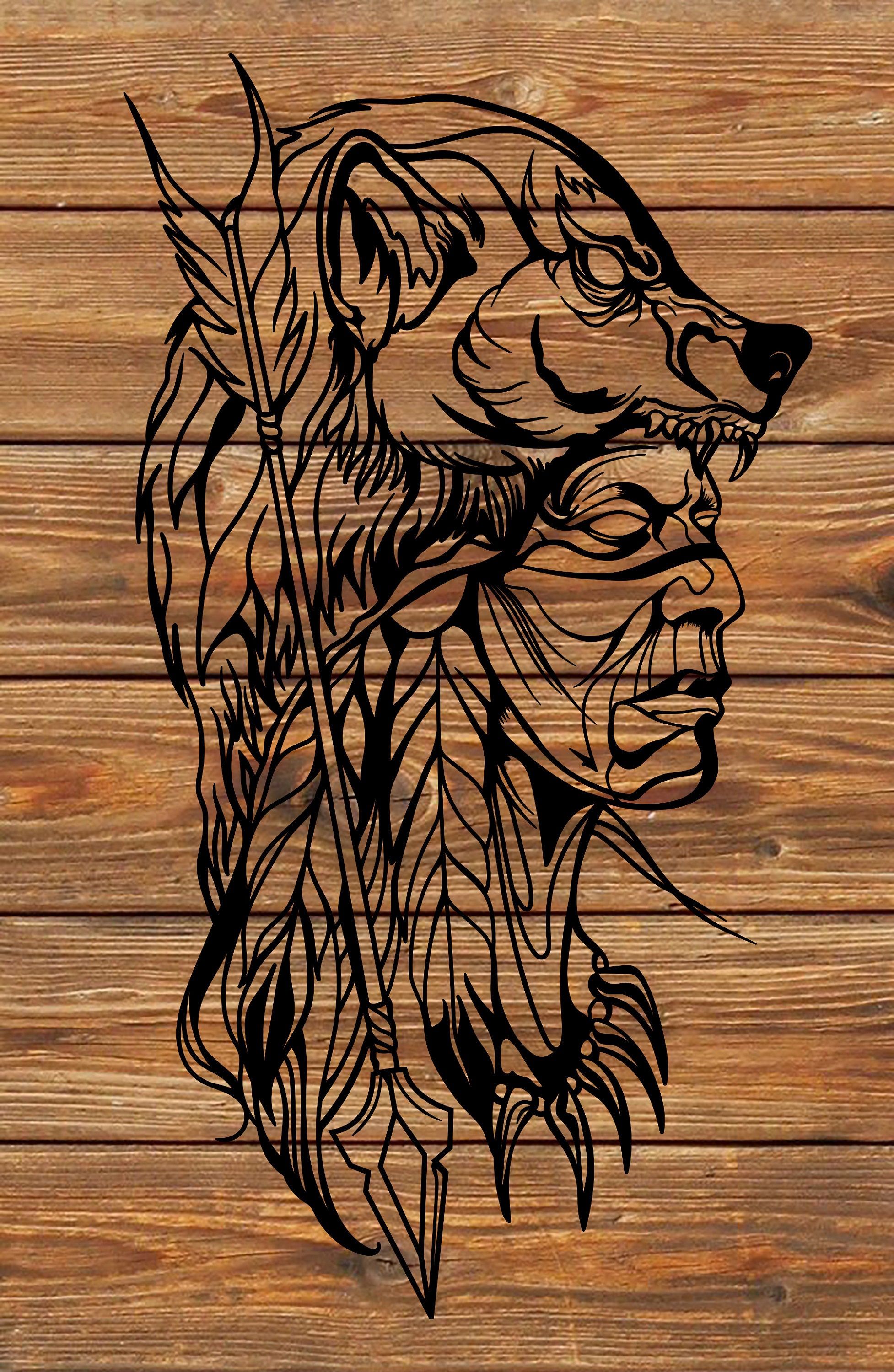 PNG SVG File Native American Wolf Warrior Stencil for Cricut Etsy Canada
