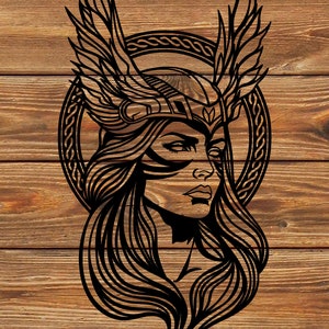 PNG SVG DXF File Valkyrie Viking Warrior Woman  Stencil for Cricut - Vinyl Cutter