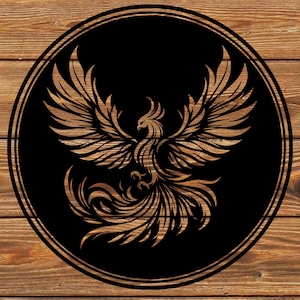 PNG SVG DXF-bestand Phoenix mythologische Firebird Tattoo stencil voor Cricut - vinyl cutter