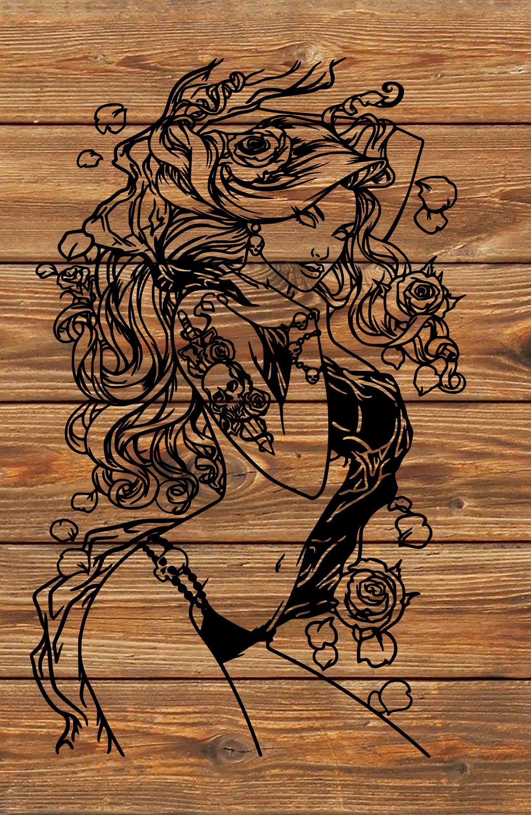 PNG SVG File Sexy Goddess Tattoo Stencil Silhouette for Cricut - Vinyl ...