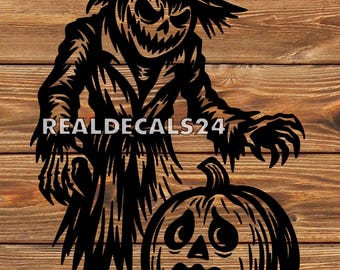 PNG SVG DXF File Scarecrow & Pumpkin Stencil - Silhouette for Cricut - Vinyl Cutter - Halloween