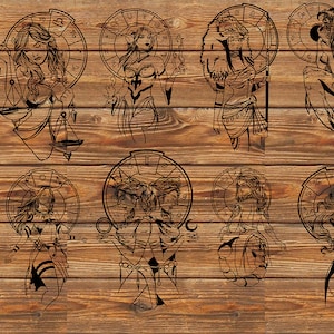 Fichier PNG SVG les 12 signes astrologique tatouage BUNDLE pochoir pour Cricut - coupeur de vinyle