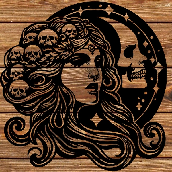 PNG SVG DXF File - Hel - Goddess - Norse Goddess -  Viking -Tattoo Stencil for Cricut - Vinyl Cutter