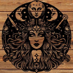 Fichier PNG SVG DXF - Hécate - grecque - mythologie - déesse - déesse grecque - pochoir de tatouage pour Cricut - découpeur de vinyle