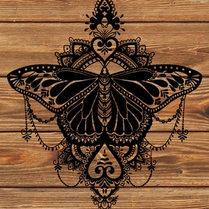 PNG SVG File Beautiful Butterfly Tattoo - Mandala Stencil for Cricut - Vinyl Cutter