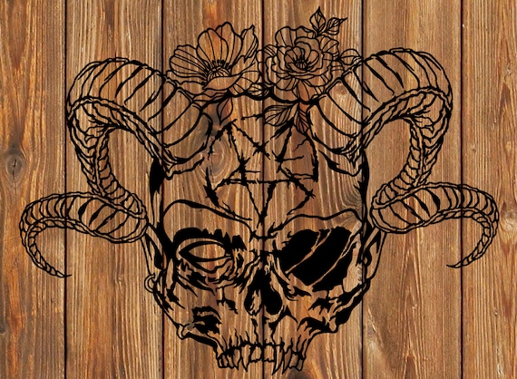 Skull outline with floral design boho tattoo Vector Image