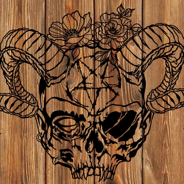 PNG SVG File - Devil - Demon - Satin - Evil - Skull - Tattoo Stencil for Cricut - Vinyl Cutter