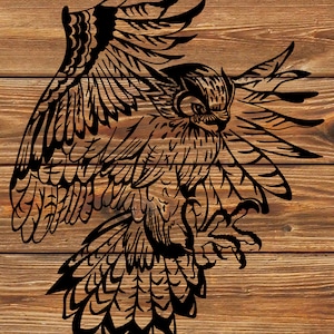 PNG SVG File Flying Owl Tattoo - Mandala Stencil for Cricut - Vinyl Cutter