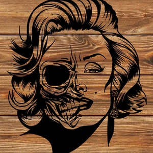 PNG SVG DXF Datei Marilyn Monroe - Zombie - Tot - Totenkopf - Vintage - Filmstar - Charakter - Schablone für Cricut - Schneideplotter