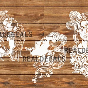 Fichier PNG SVG - diable - démon - satin - mal - pochoir de tatouage pour Cricut - lot de coupeurs de vinyle