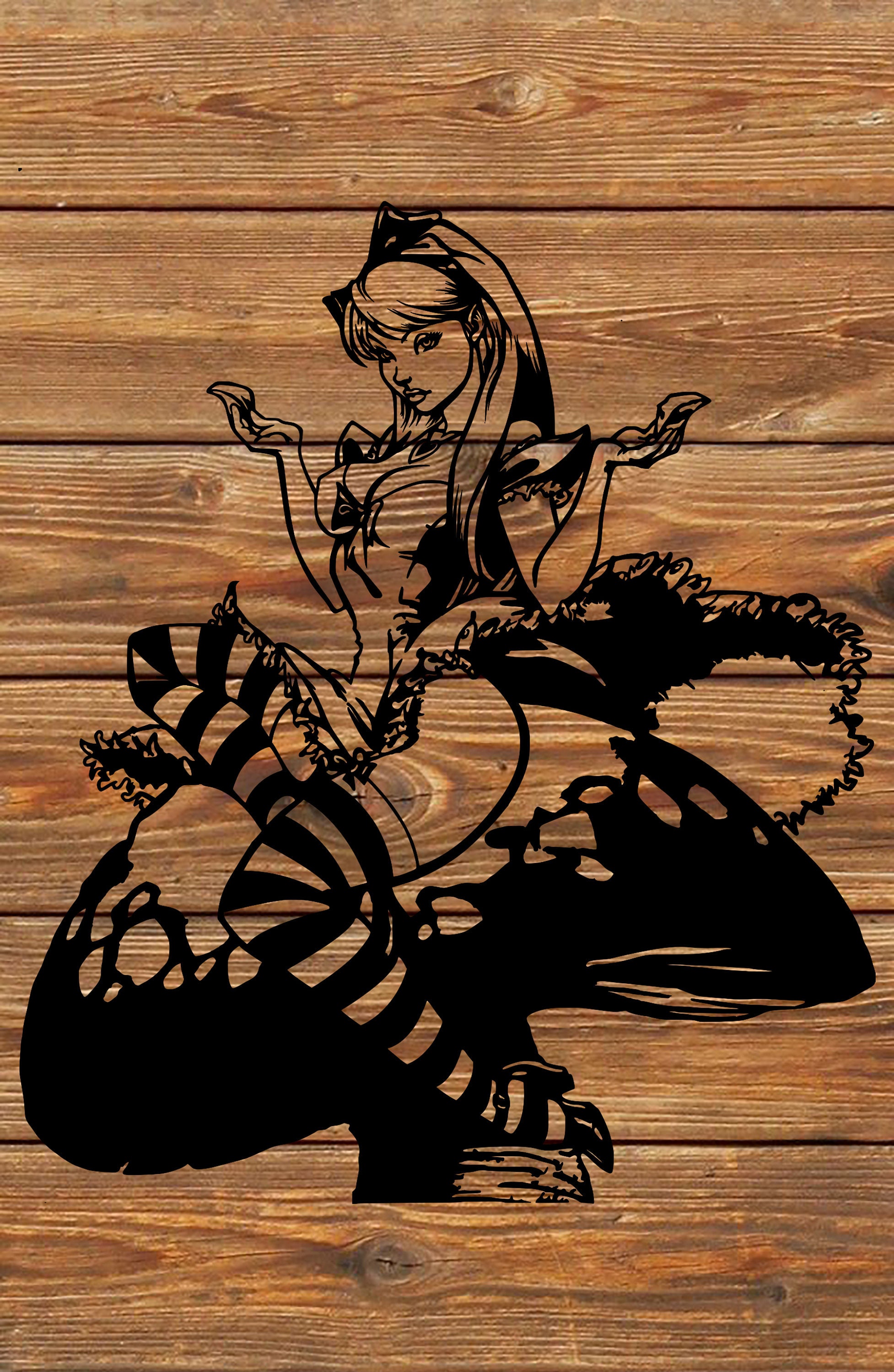 Digital Art & Collectibles Twisted Alice Tattoo Stencil Silhouette for Cricut Vinyl Cutter PNG