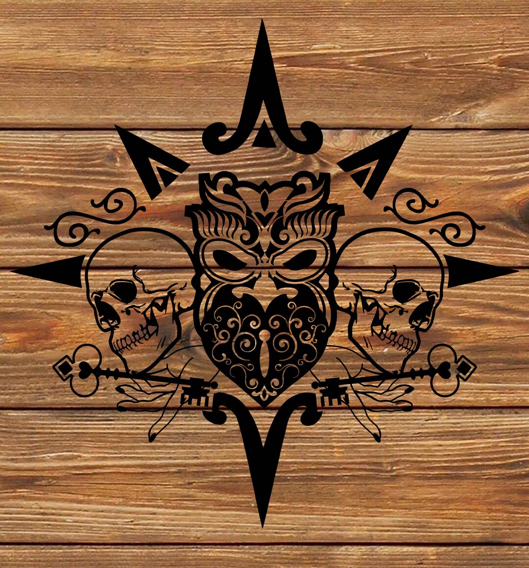 PNG SVG File Native Inca Mask Symbol Tattoo Stencil for Cricut Vinyl ...