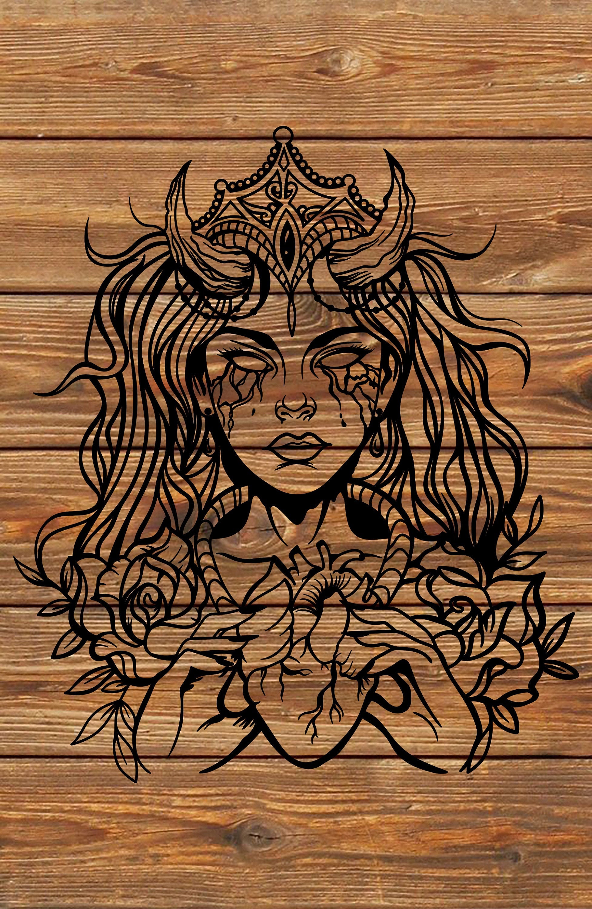 Buy PNG SVG File Devil Queen Satin Evil Tattoo Stencil Online in India   Etsy