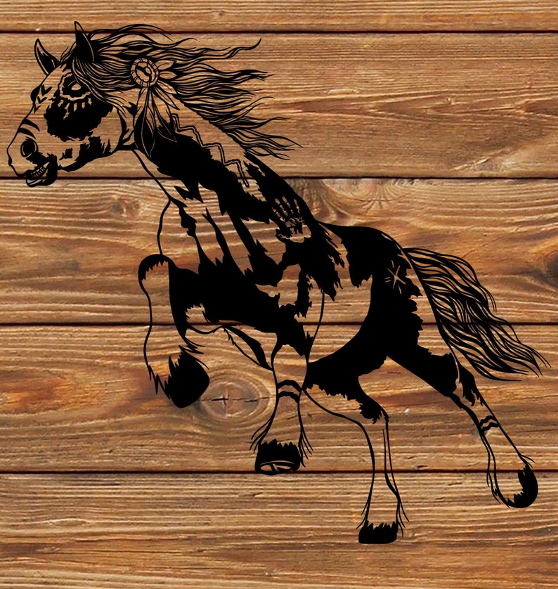 PNG SVG File Native American War Horse Stencil for Cricut Etsy