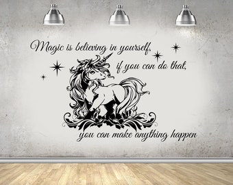 Unicorn, Girls Bedroom Quote, Vinyl Wall Art Sticker Decal-wall sticker-beautiful-fantasy