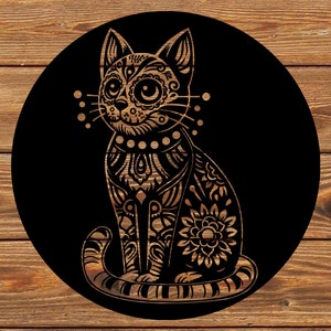 PNG SVG DXF ファイル 死者の日の猫 シュガースカル猫 - 諸聖人の日 - 万霊節 - シュガースカル - Cricut 用ステンシル - ビニールカッター