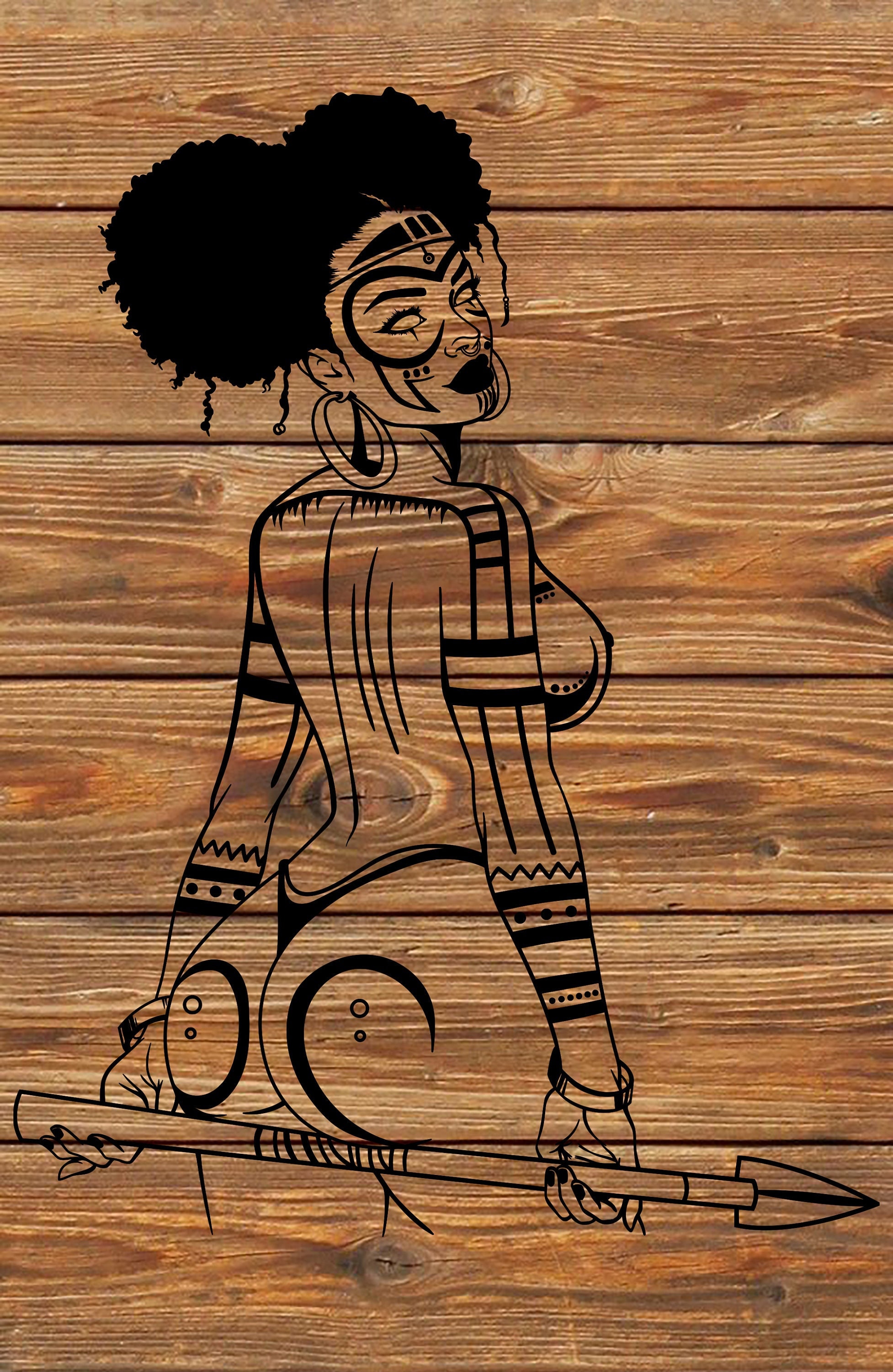 PNG SVG File Native African Warrior Black Girl Tribal Tattoo - Etsy Sweden