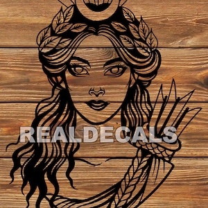 PNG SVG File - Artemis - Goddess - Greek Goddess - Tattoo Stencil for Cricut - Vinyl Cutter