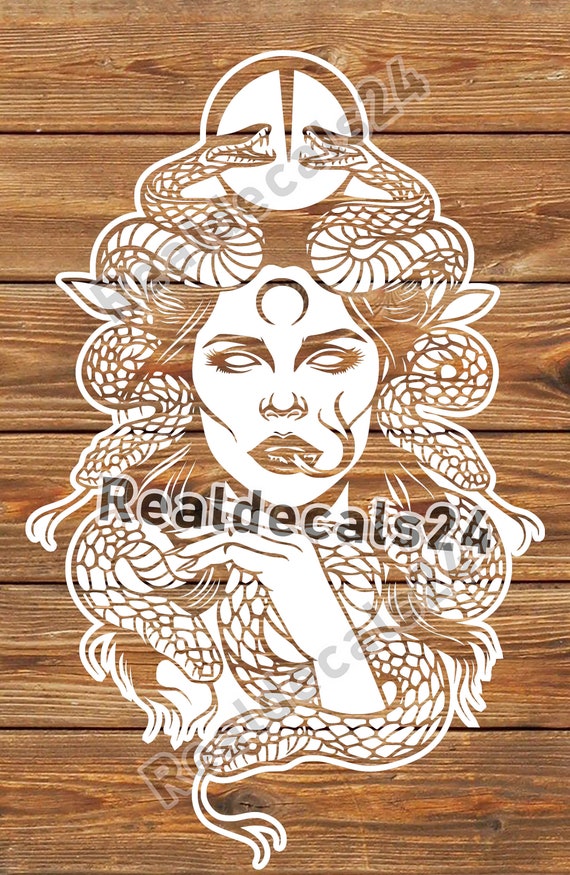 PNG SVG File Medusa Mythological Creature White Tattoo Stencil | Etsy