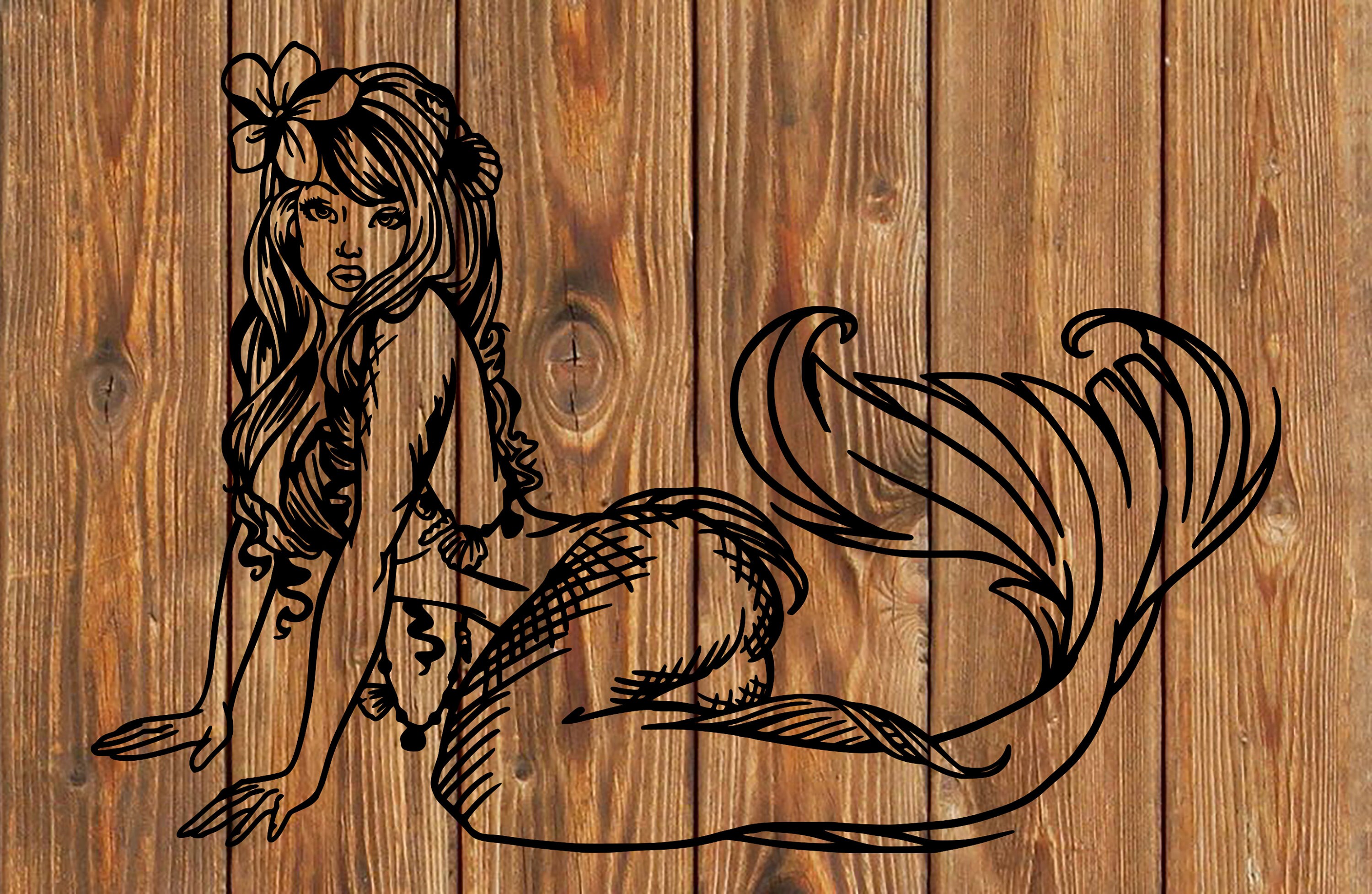 Download PNG SVG File Mermaid Mythological Sea Creature Tattoo ...
