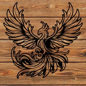 Fichier PNG SVG DXF Phoenix mythologique Firebird tatouage au pochoir pour Cricut - coupeur de vinyle
