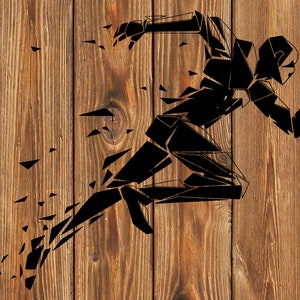 PNG SVG DXF File  Sports Shattered Running Man  Geometric Stencil - Silhouette for Cricut - Vinyl Cutter