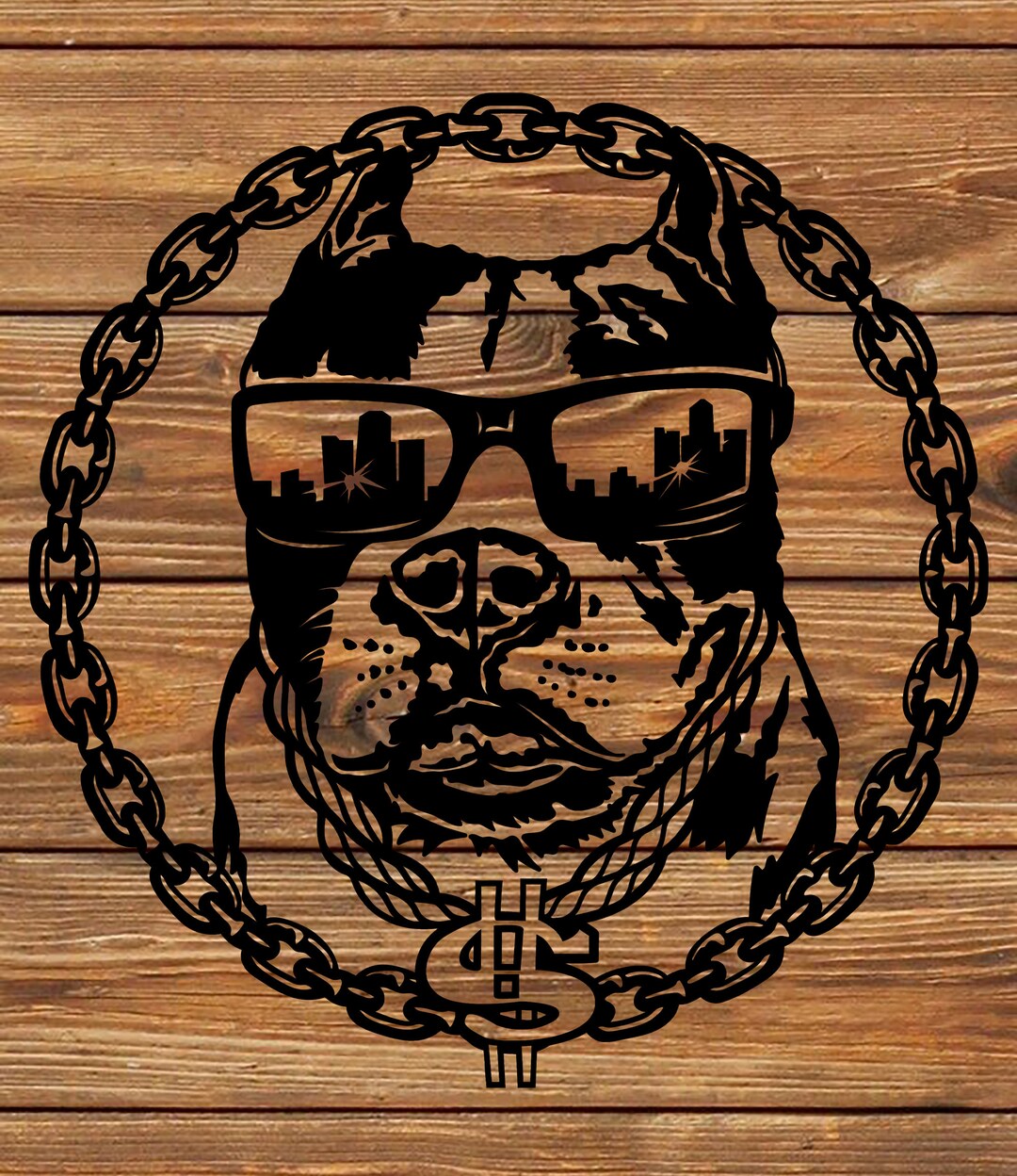 PNG SVG File Cool Pitbull Dog Tattoo Stencil for Cricut - Etsy