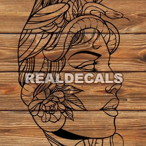 PNG SVG-bestand Medusa mythologisch wezen Tattoo stencil silhouet voor Cricut - vinyl cutter