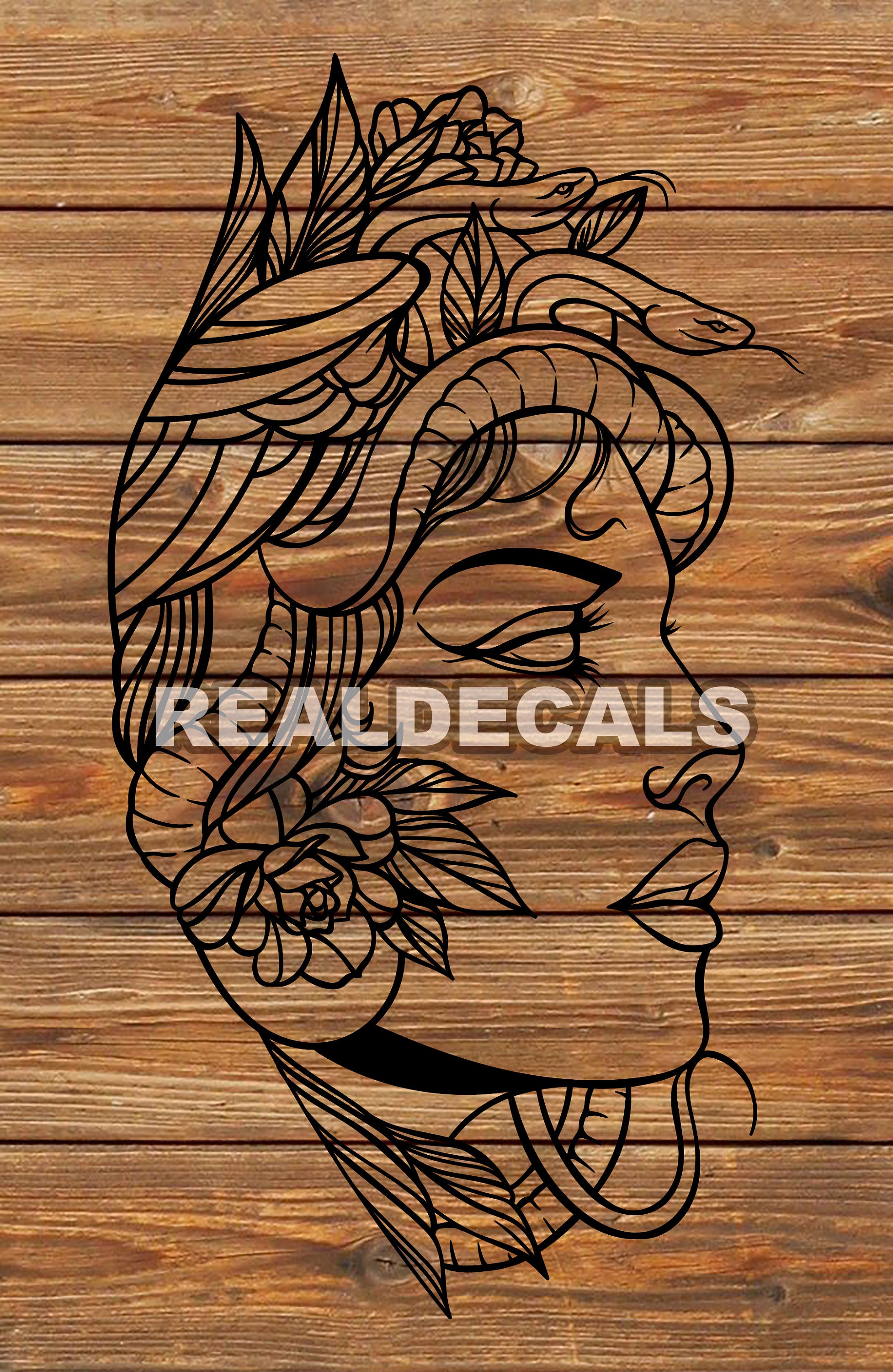 PNG SVG Datei Medusa Fabelwesen Tattoo Schablone Silhouette für Cricut - Schneideplotter