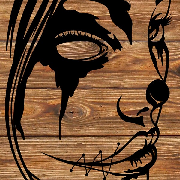 Fichier PNG SVG DXF - Chicano - Clown - Stitch Face - Pochoir de tatouage filles pour Cricut - Coupe-vinyle