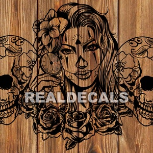 PNG SVG DXF File  Day Of The Dead Girl - All Saints Day - All Souls Day - Sugar Skull - Stencil for Cricut - Vinyl Cutter